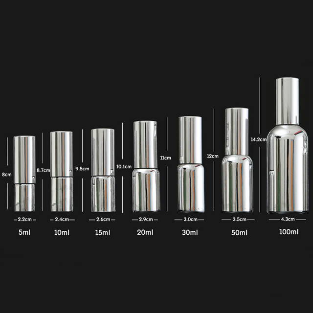 Hengjian 10ml 15ml 20ml 30ml 50ml 100ml lotion bottle for skin care cream / silver empty cosmetic bottle with pump