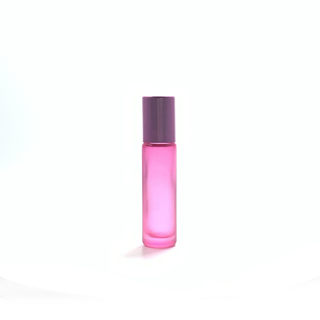 Hengjian 10ml Frosted Colored Gemstone Roller Glass Bottle With Gemstone Roll On Head For Essential Oil
