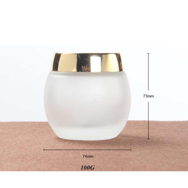 Hengjian 120g 120ml matt glass cosmetic skin care eye cream jar with gold silver plastic screw cap