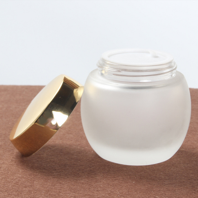Hengjian 120g 120ml matt glass cosmetic skin care eye cream jar with gold silver plastic screw cap