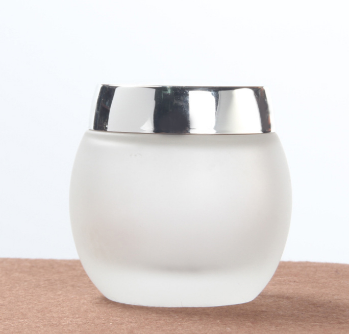 Hengjian 120g 120ml matt glass cosmetic skin care eye cream jar with gold silver plastic screw cap
