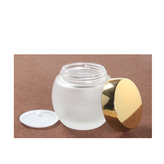 Hengjian 120g 120ml matt glass cosmetic skin care eye cream jar with gold silver plastic screw cap