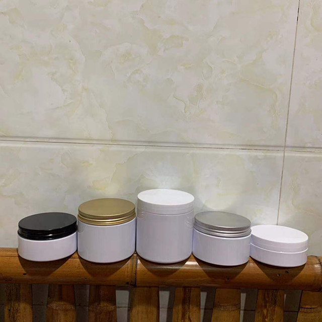 Hengjian 150g 200g 250g 300g 350g 400g 500g 500ml cosmetic container white plastic skincare cream jar with white gold silver cap