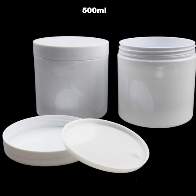 Hengjian 150g 200g 250g 300g 350g 400g 500g 500ml cosmetic container white plastic skincare cream jar with white gold silver cap