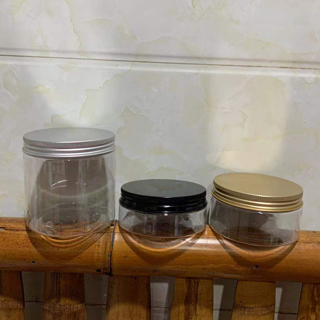 Hengjian 150g 200g 250g 300g 350g 400g 500g cosmetic container amber plastic skincare cream jar with black gold silver white cap