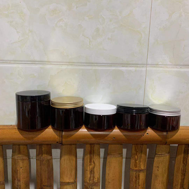 Hengjian 150g 200g 250g 300g 350g 400g 500g cosmetic storage container black plastic skincare cream jar with silver gold cap