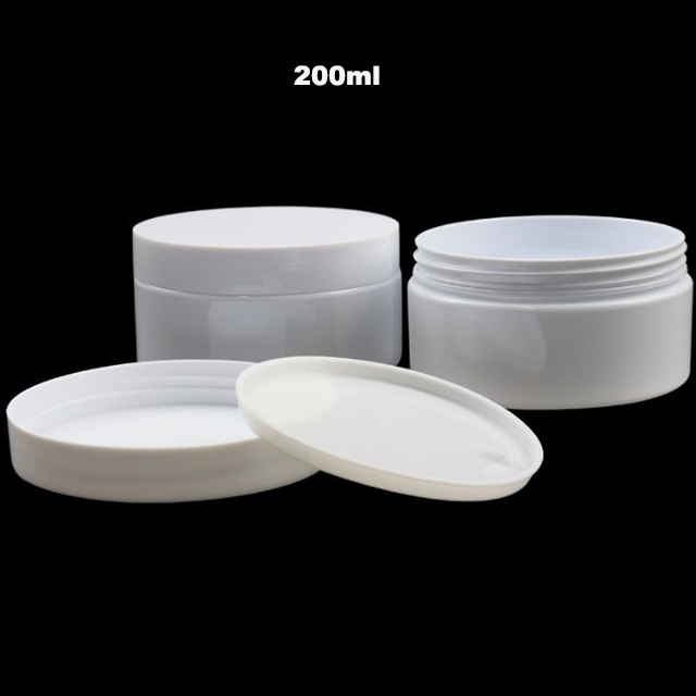 Hengjian 200g 200ml cosmetic container white plastic skincare cream jar with white gold white silver black cap