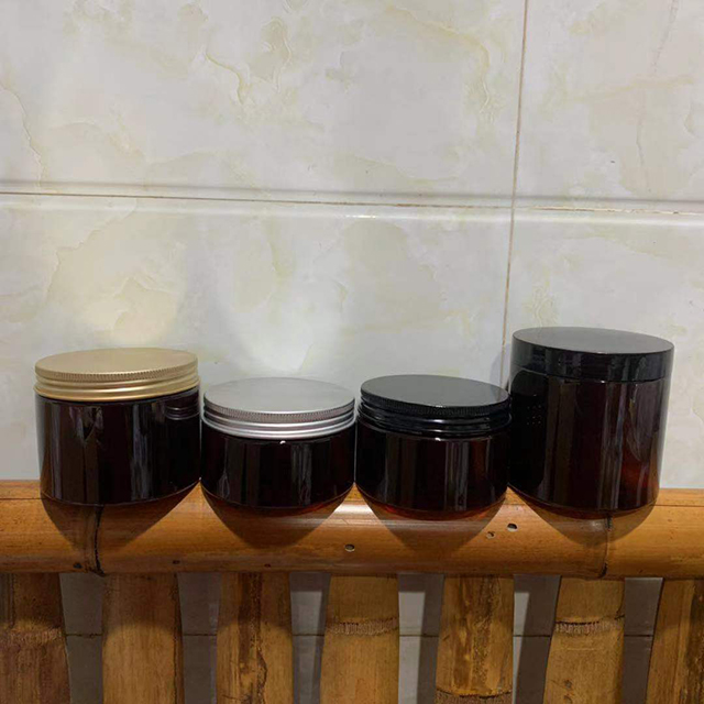 Hengjian 200g 250g 300g 350g 400g 500g cosmetic container amber plastic skincare lotion cream jar with gold silver black cap