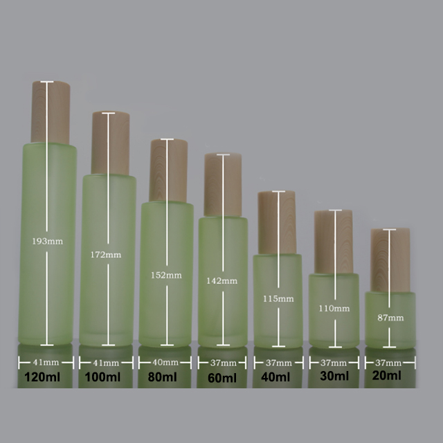 Hengjian 20g 30g 50g 20ml 30ml 40ml 60ml 80ml 100ml 120ml matt green glass bamboo cap spray bottle for cosmetic bottle
