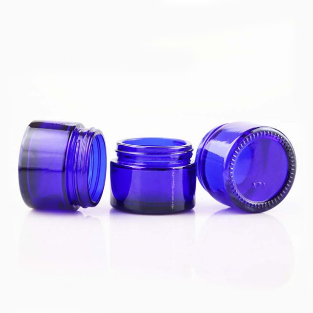 Hengjian 20g blue empty glass cosmetic skin care cream jar cosmetic jar with plastic black cover