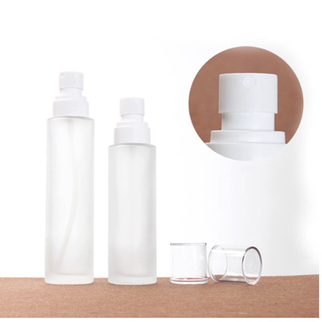 Hengjian 20ml 30ml 40ml 60ml 80ml 100ml 120ml Frosted Cosmetic Glass Cream Bottle With White Lotion Pump Bottle With Clear Cap