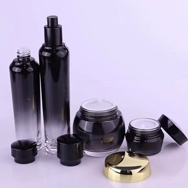 Hengjian 20ml 30ml 50ml 100ml 120ml Graduated Black Cosmetic Lotion Pump Glass Cream Bottle With Black Cap