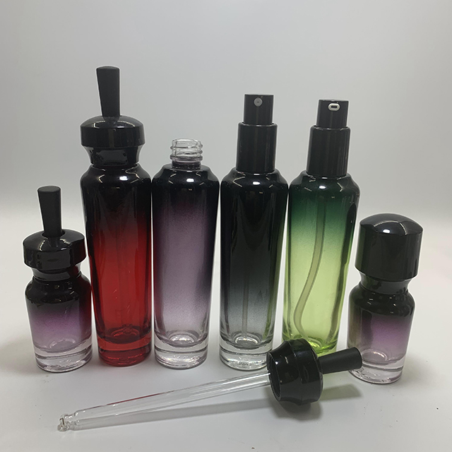 Hengjian 20ml 30ml 50ml 100ml 120ml Graduated Black Cosmetic Lotion Pump Glass Cream Bottle With Black Cap