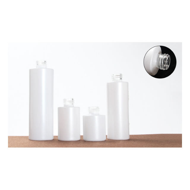 Hengjian 20ml 30ml 60ml 100ml White Cosmetic Glass Cream Bottle With White Lotion Pump Bottle With Clear Cap