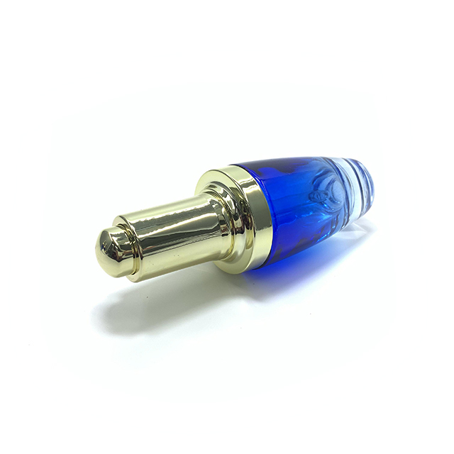Hengjian 30ml gradual blue glass dropper bottle with gold cap for cosmetic packaging