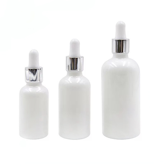 Hengjian 30ml white glass dropper bottle with rubber cap for essential oil