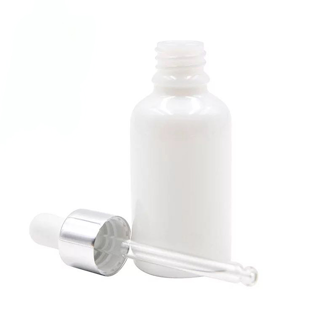 Hengjian 30ml white glass dropper bottle with rubber cap for essential oil