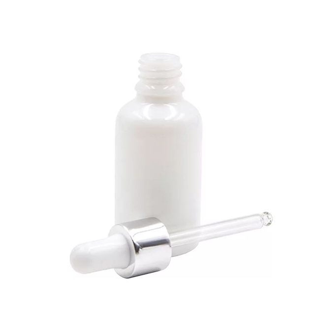 Hengjian 30ml white glass dropper bottle with rubber cap for essential oil