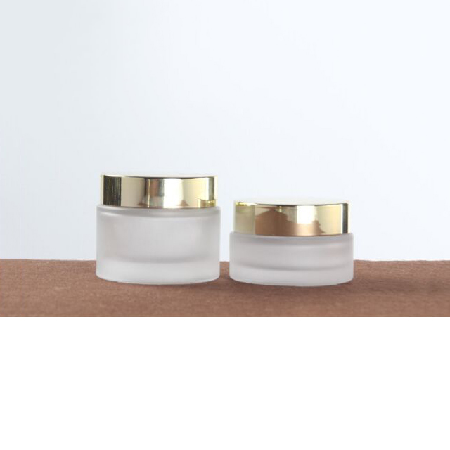 Hengjian 50g 30g 10g 5g frosted glass cosmetic skin care face eye cream jar with gold cap