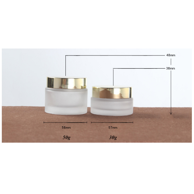 Hengjian 50g 30g 10g 5g frosted glass cosmetic skin care face eye cream jar with gold cap