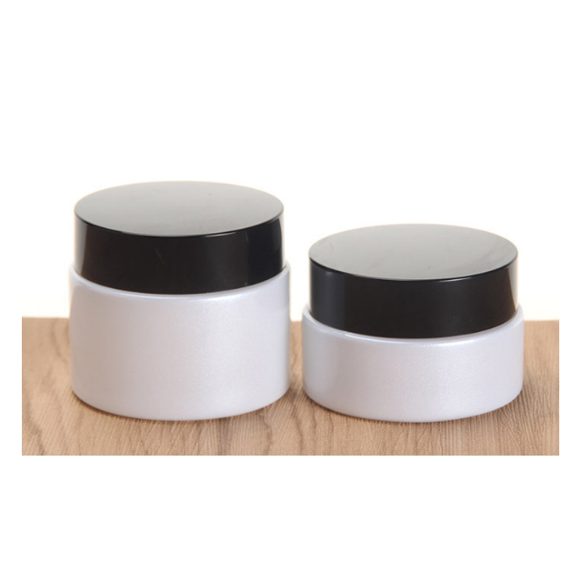 Hengjian 50g 30g 10g 5g white eye cream glass cosmetic skin care cream jar with black screw cap