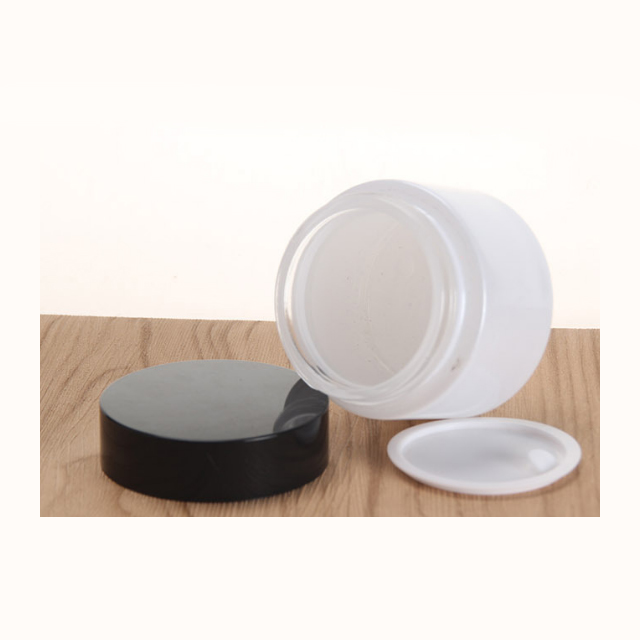 Hengjian 50g 30g 10g 5g white eye cream glass cosmetic skin care cream jar with black screw cap