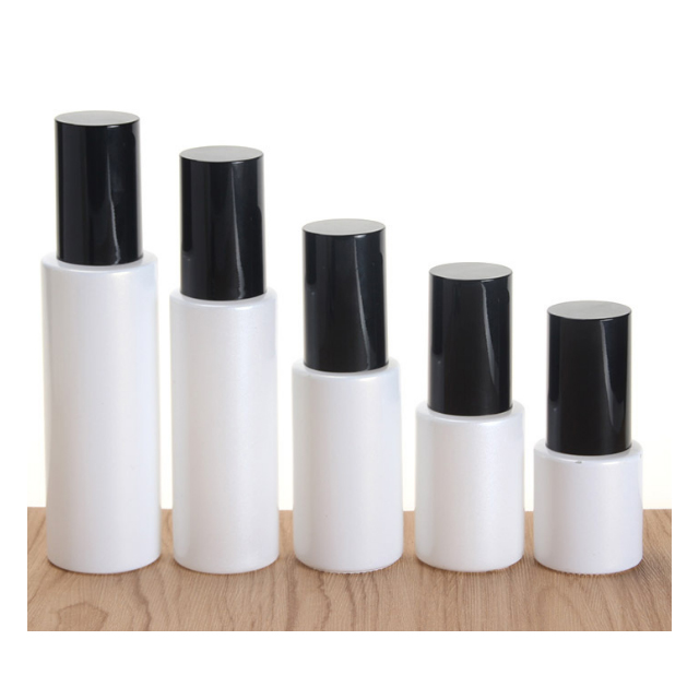 Hengjian 50g 30g 10g 5g white eye cream glass cosmetic skin care cream jar with black screw cap