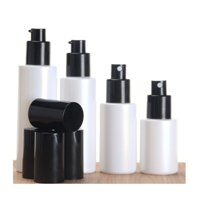 Hengjian 50g 30g 10g 5g white eye cream glass cosmetic skin care cream jar with black screw cap
