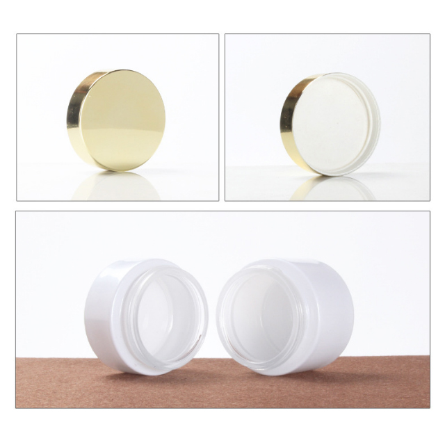 Hengjian 50g 30g 10g 5g white eye cream glass cosmetic skin care cream jar with gold screw cap