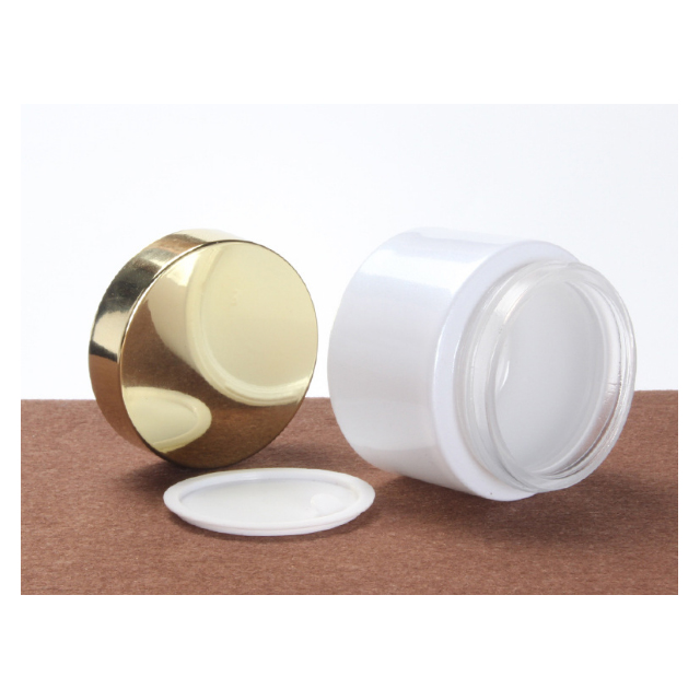 Hengjian 50g 30g 10g 5g white eye cream glass cosmetic skin care cream jar with gold screw cap