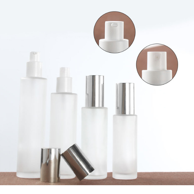 Hengjian 50g 30g 20g 10g 5g clear frosted eye cream glass cosmetic skin care cream jar with silver screw cap