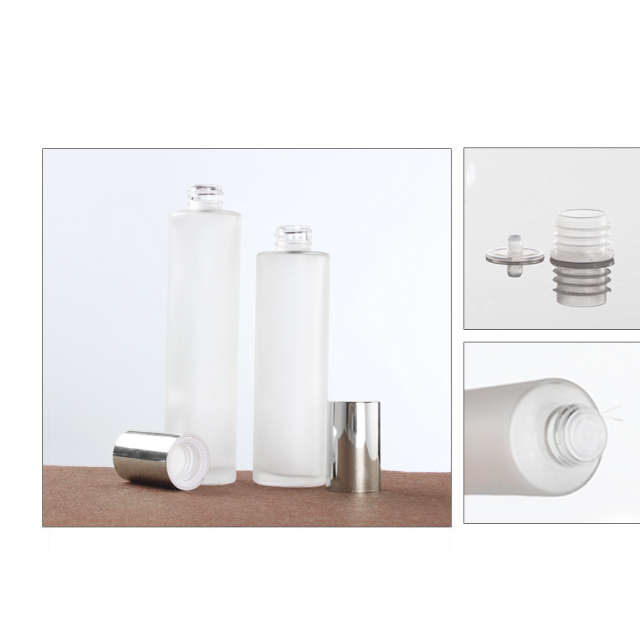 Hengjian 50g 30g 20g 10g 5g clear frosted eye cream glass cosmetic skin care cream jar with silver screw cap