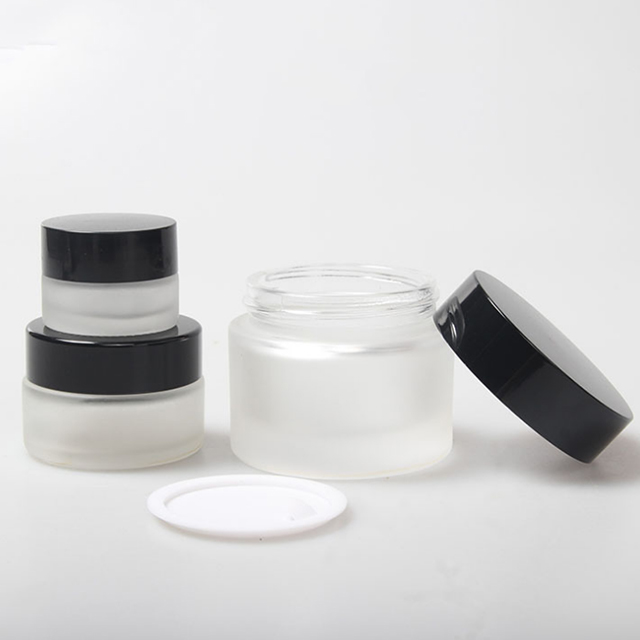 Hengjian 50g 30g 20g 10g 5g matt glass cosmetic skin care eye cream jar with black plastic screw cap