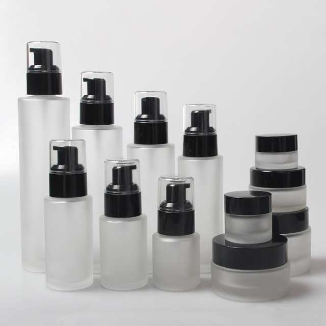 Hengjian 50g 30g 20g 10g 5g matt glass cosmetic skin care eye cream jar with black plastic screw cap