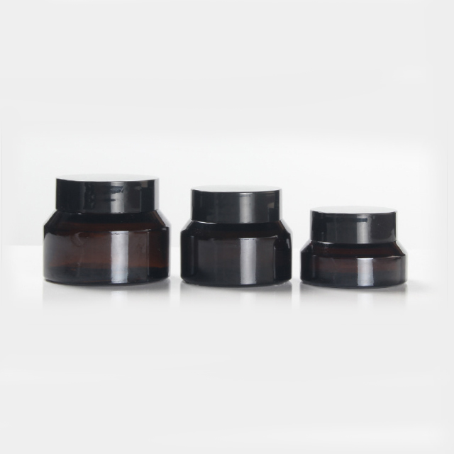 Hengjian 50g 30g 20g eye cream amber glass cosmetic skin care cream jar with black cap