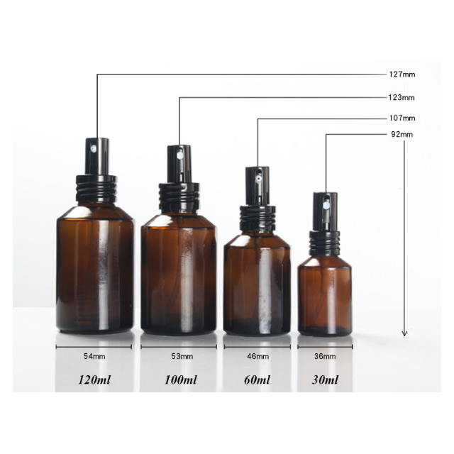 Hengjian 50g 30g 20g eye cream amber glass cosmetic skin care cream jar with black cap