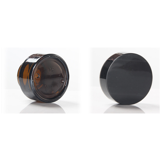 Hengjian 50g 30g 20g eye cream amber glass cosmetic skin care cream jar with black cap