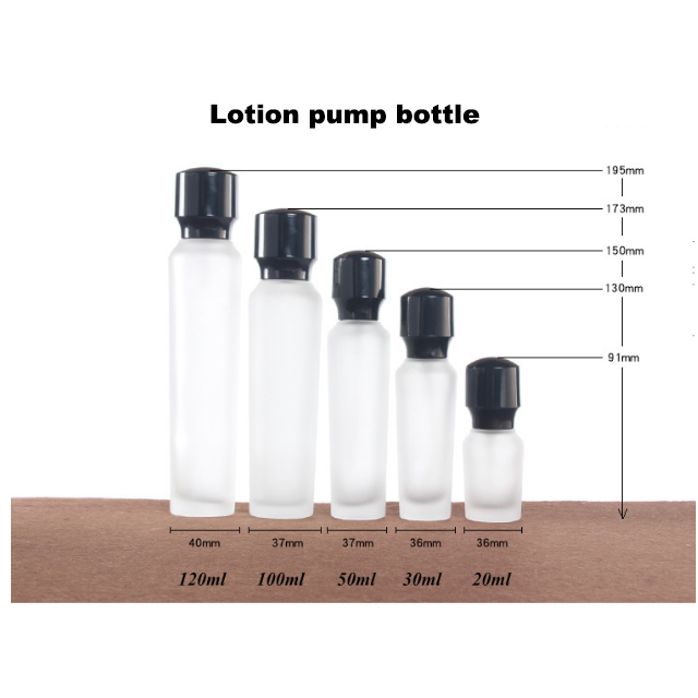 Hengjian 50g 30g 20g eye cream frosted glass cosmetic skin care cream jar with black screw cap