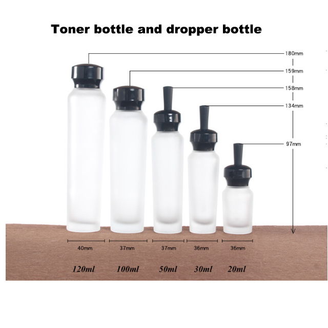 Hengjian 50g 30g 20g eye cream frosted glass cosmetic skin care cream jar with black screw cap