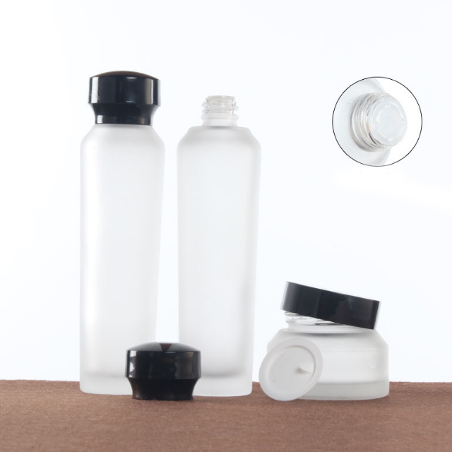 Hengjian 50g 30g 20g eye cream frosted glass cosmetic skin care cream jar with black screw cap