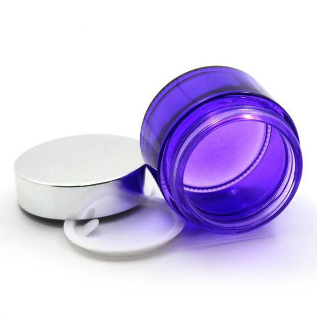 Hengjian 50g 30g 20g purple glass for cosmetic packaging skin care face eye cream jar with silver white black gold cap