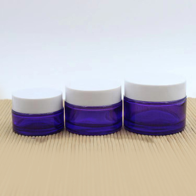 Hengjian 50g 30g 20g purple glass for cosmetic packaging skin care face eye cream jar with silver white black gold cap