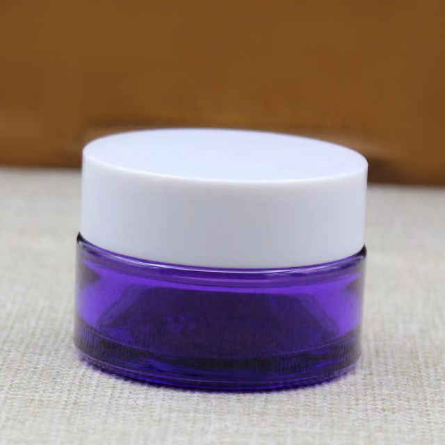 Hengjian 50g 30g 20g purple glass for cosmetic packaging skin care face eye cream jar with silver white black gold cap