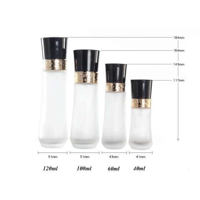 Hengjian 50g 30g clear frosted glass cosmetic skin care eye cream jar with plastic luxury black screw cap