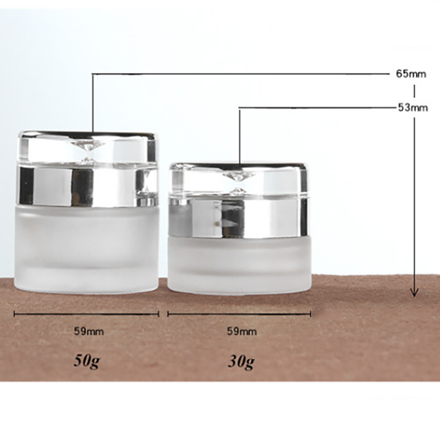 Hengjian 50g 30g matt glass cosmetic skin care packaging eye cream jar with luxury silver plastic screw cap