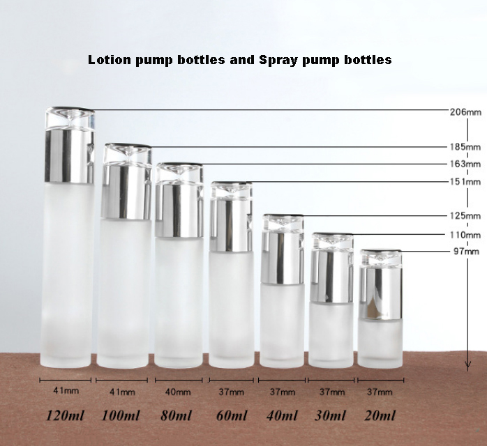 Hengjian 50g 30g matt glass cosmetic skin care packaging eye cream jar with luxury silver plastic screw cap