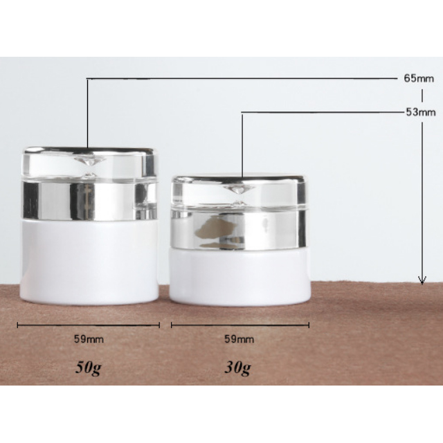 Hengjian 50g 30g white eye cream glass cosmetic skin care cream jar with luxury silver screw cap