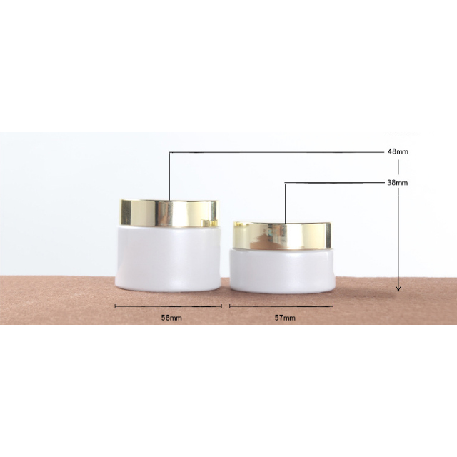 Hengjian 50g 30g white glass cosmetic skin care face eye cream jar with gold cap