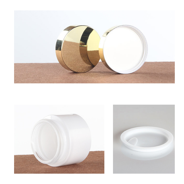 Hengjian 50g 30g white glass cosmetic skin care face eye cream jar with gold cap