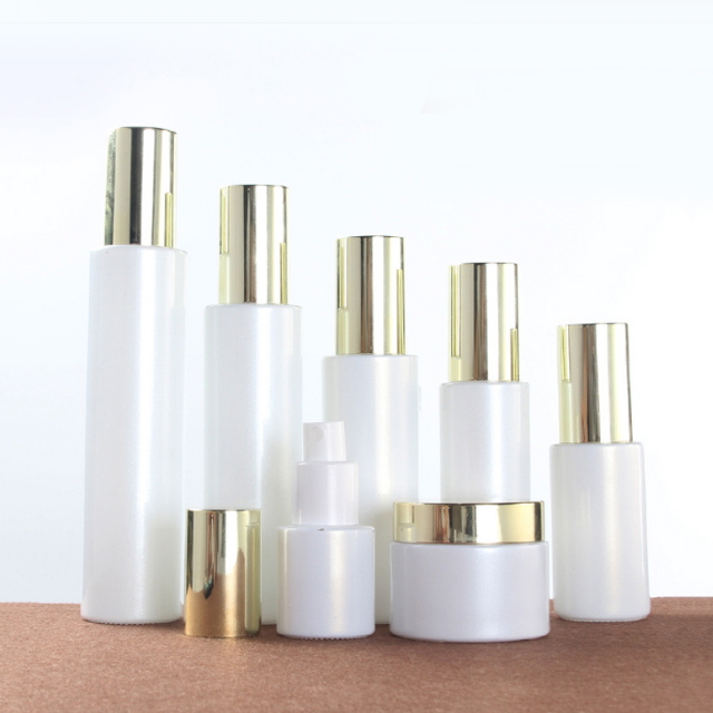 Hengjian 50g 30g white glass cosmetic skin care face eye cream jar with gold cap